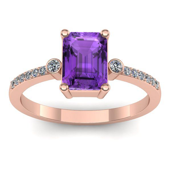 Inel cu ametist dreptunghiular