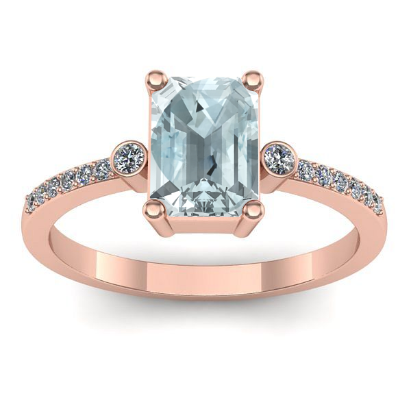 Inel logodna cu aquamarin dreptunghiular