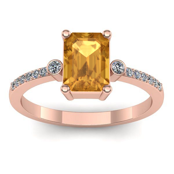 Inel logodna cu citrin dreptunghiular