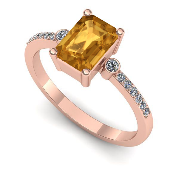 Inel logodna din aur roz cu citrin