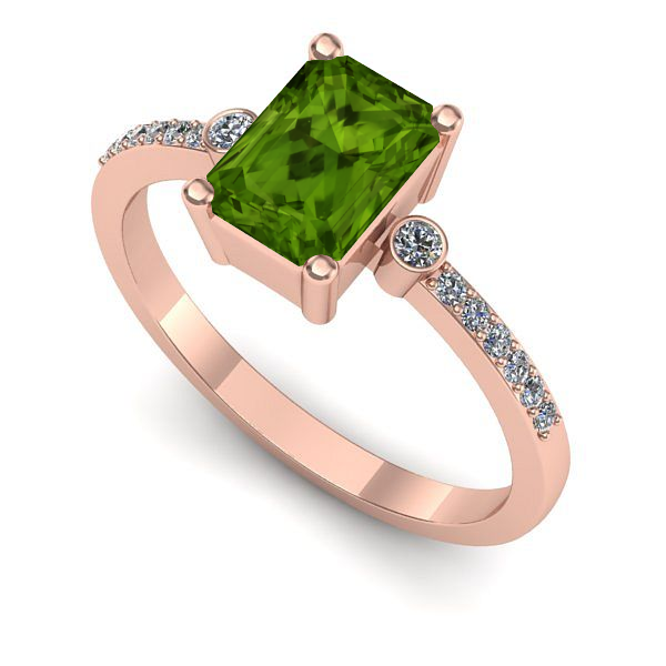 Inel din aur roz cu peridot