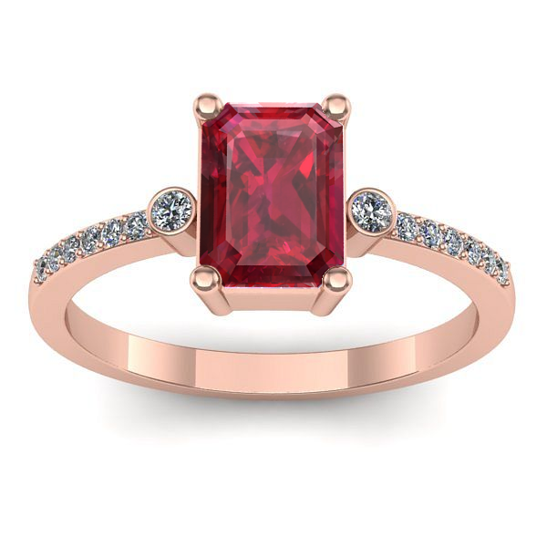 Inel de logodna cu rubin dreptunghiular