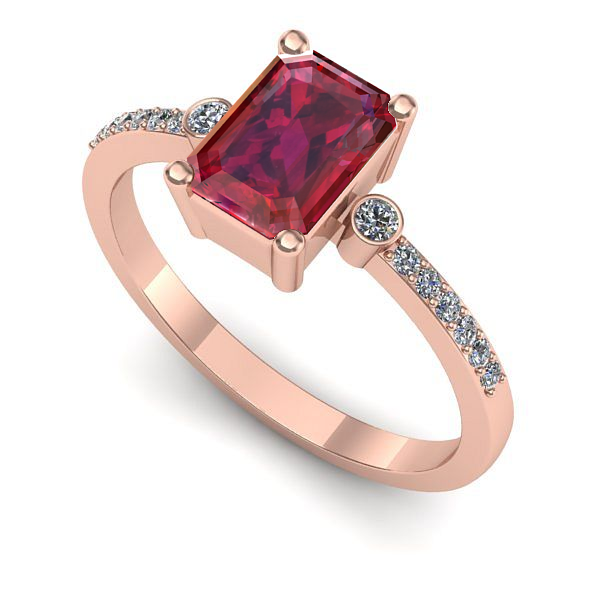 Inel din aur roz cu rubin