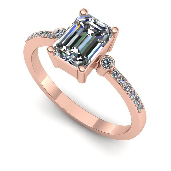 Inel logodna din aur roz cu safir alb