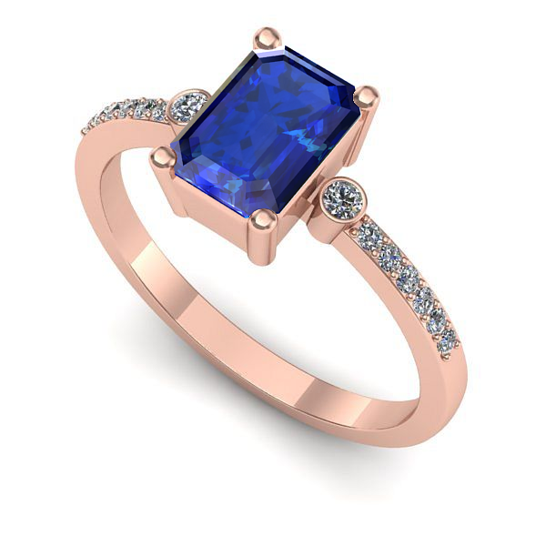 Inel de logodna din aur roz cu safir