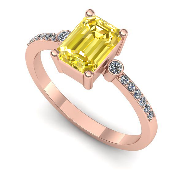 Inel din aur roz cu safir galben