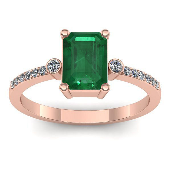 Inel logodna cu smarald dreptunghiular