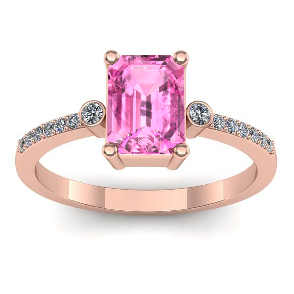 Inel logodna cu safir roz dreptunghiular