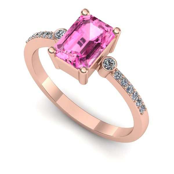 Inel logodna din aur roz cu safir roz