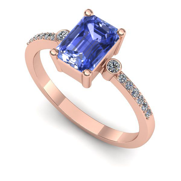 Inel din aur roz cu tanzanit