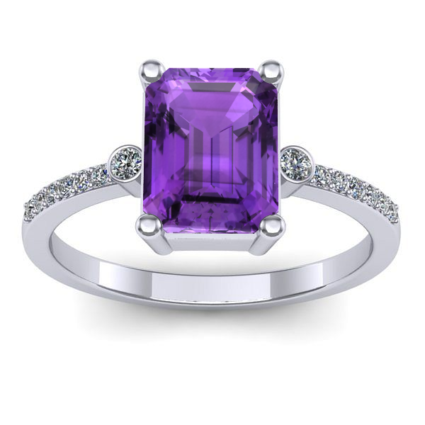 Inel de logodna cu ametist dreptunghiular