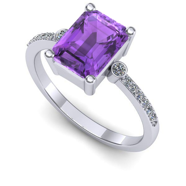 Inel din aur alb cu ametist