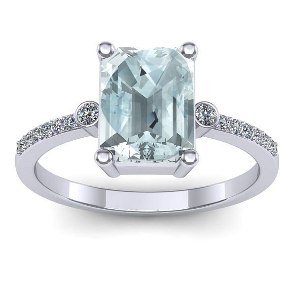 Inel logodna cu aquamarin dreptunghiular