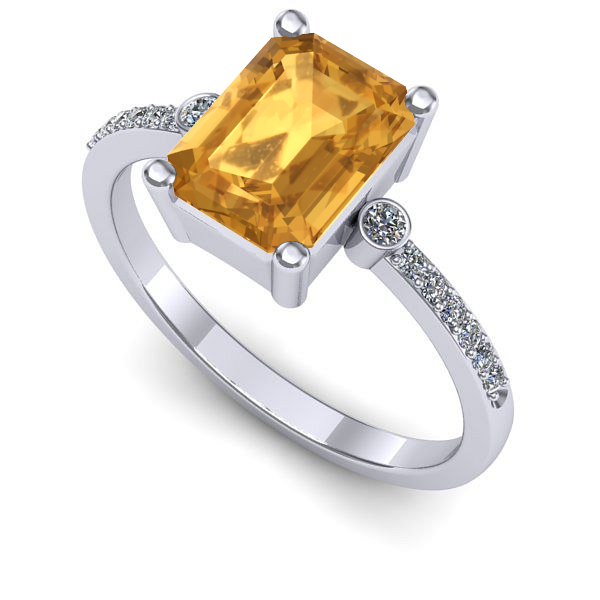 Inel din aur alb cu citrin