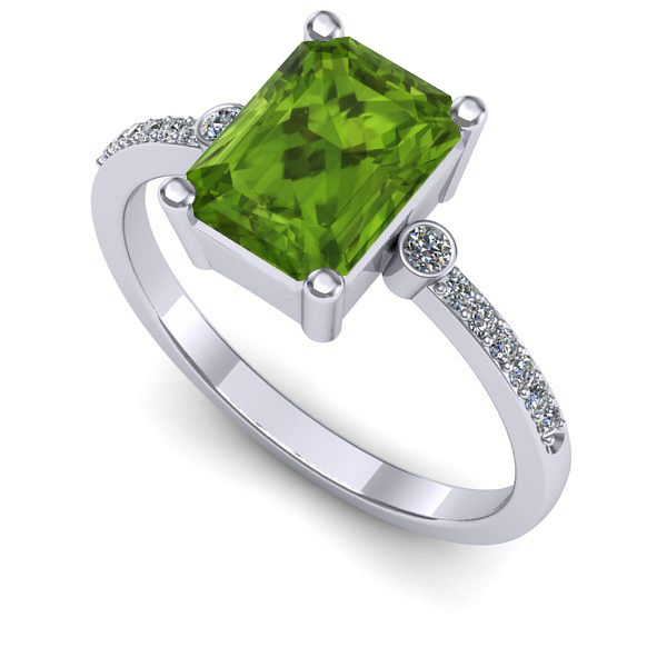 Inel logodna din aur alb cu peridot