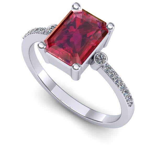 Inel de logodna din aur alb cu rubin