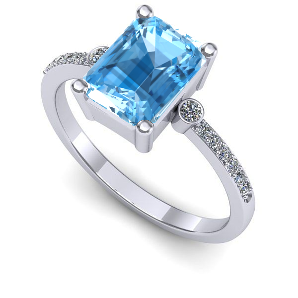 Inel din aur alb cu topaz blue