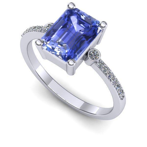 Inel de logodna din aur alb cu tanzanit