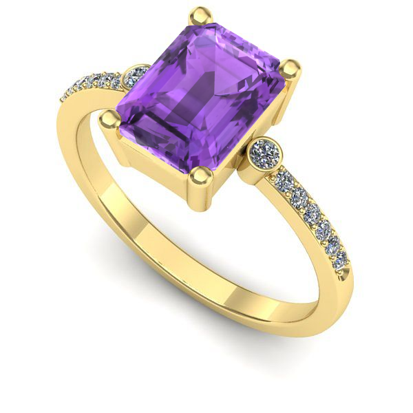 Inel logodna din aur galben cu ametist