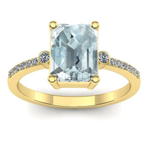 Inel de logodna cu aquamarin dreptunghiular