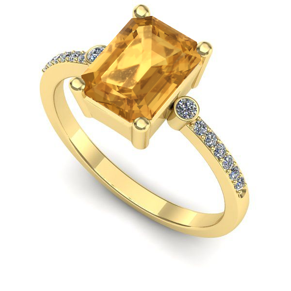 Inel logodna din aur galben cu citrin