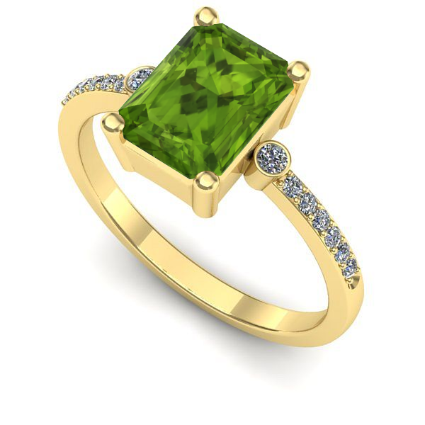 Inel logodna din aur galben cu peridot