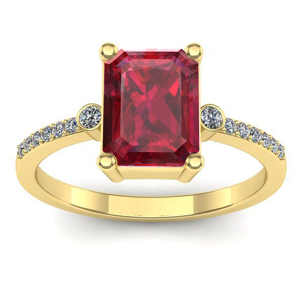 Inel de logodna cu rubin dreptunghiular