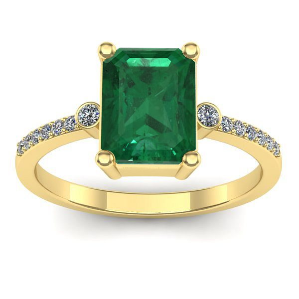 Inel de logodna cu smarald dreptunghiular