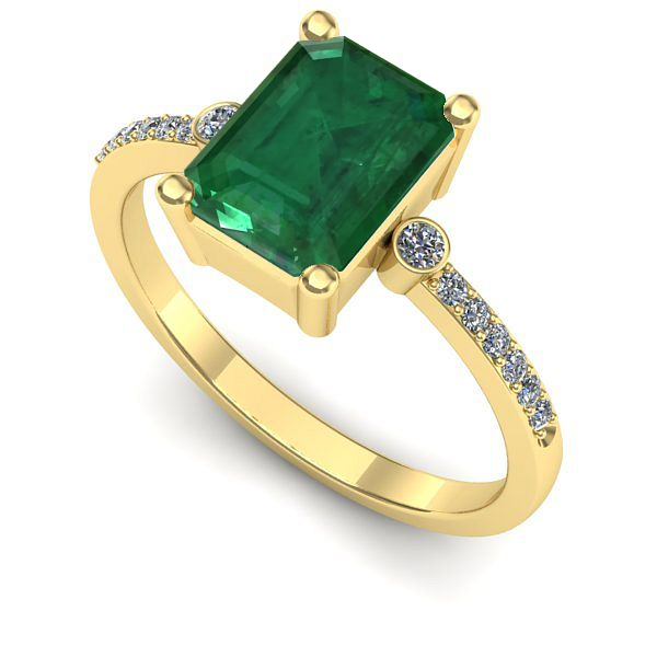 Inel logodna din aur galben cu smarald