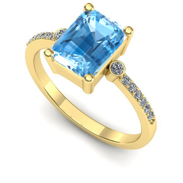 Inel din aur galben cu topaz blue