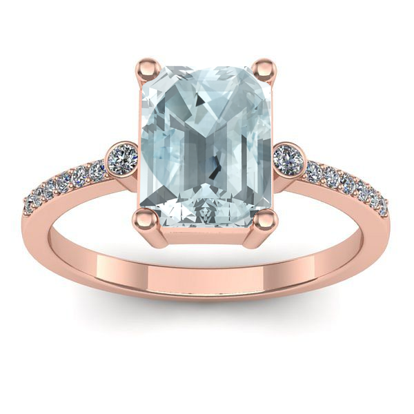 Inel logodna cu aquamarin dreptunghiular