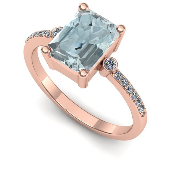 Inel din aur roz cu aquamarin