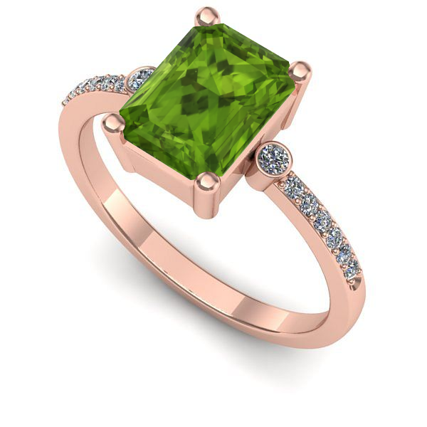 Inel logodna din aur roz cu peridot