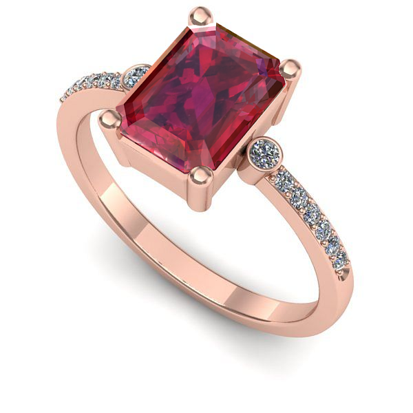 Inel de logodna din aur roz cu rubin