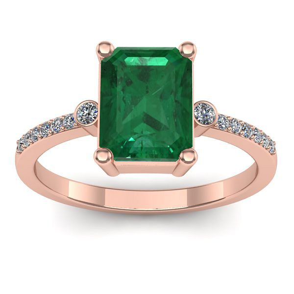 Inel logodna cu smarald dreptunghiular