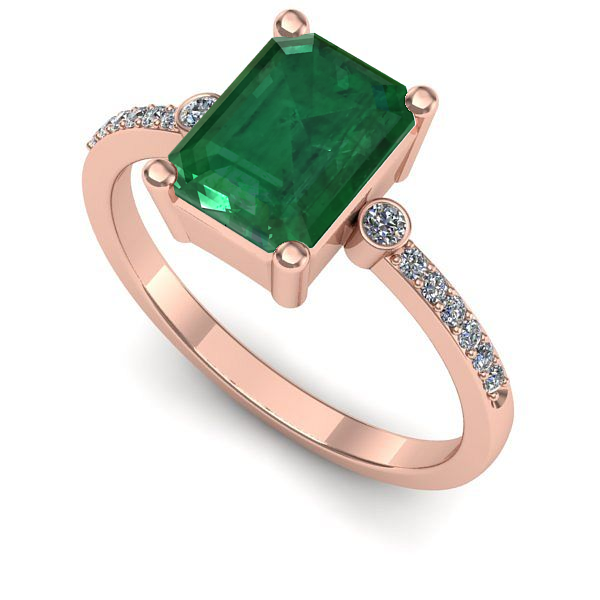 Inel din aur roz cu smarald