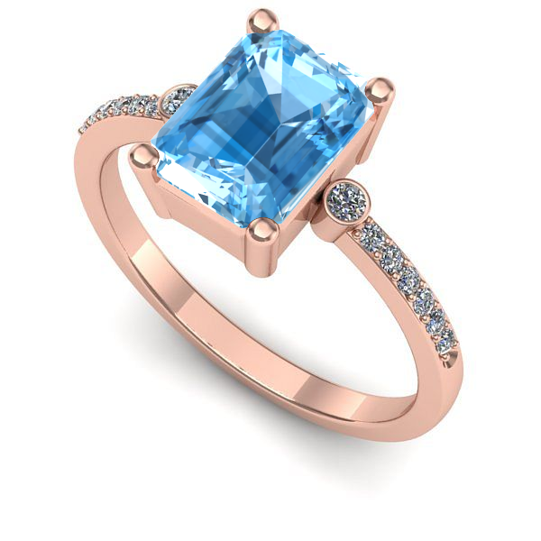 Inel logodna din aur roz cu topaz blue
