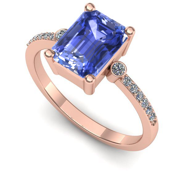 Inel de logodna din aur roz cu tanzanit