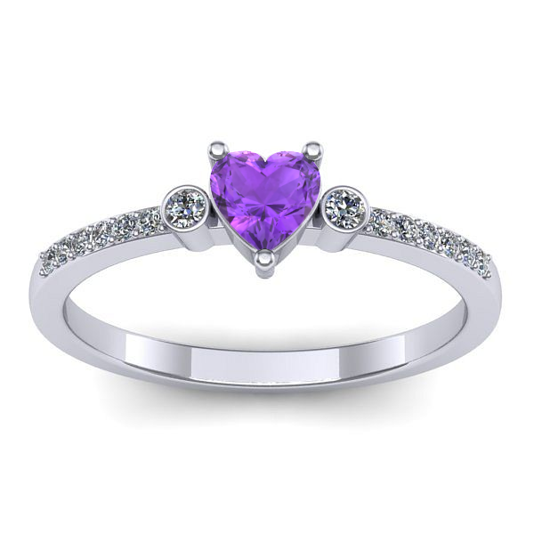 Inel logodna cu ametist inima