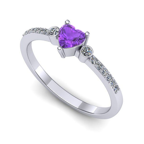 Inel de logodna din aur alb cu ametist