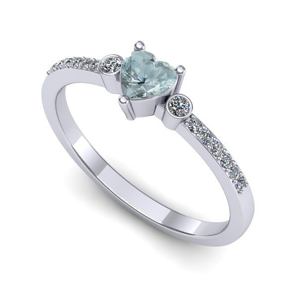 Inel din aur alb cu aquamarin