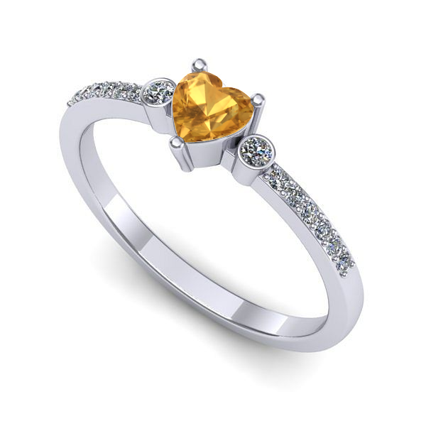 Inel din aur alb cu citrin