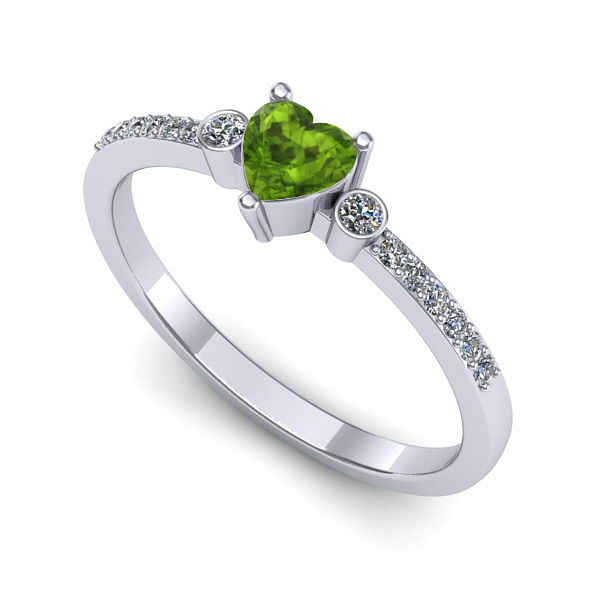 Inel din aur alb cu peridot