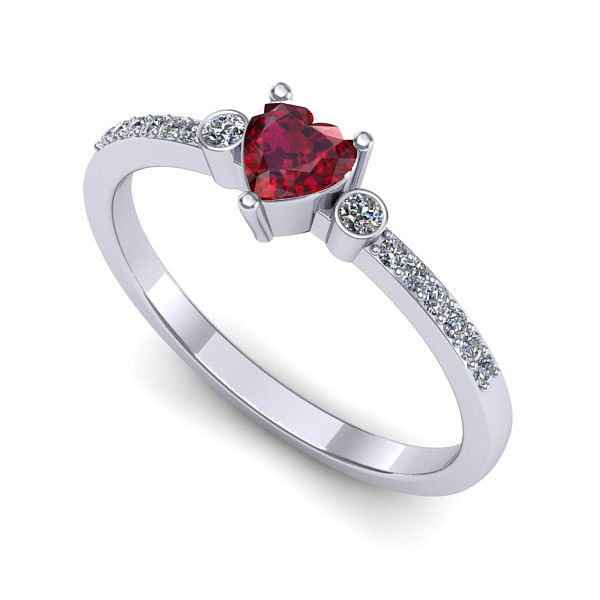 Inel de logodna din aur alb cu rubin