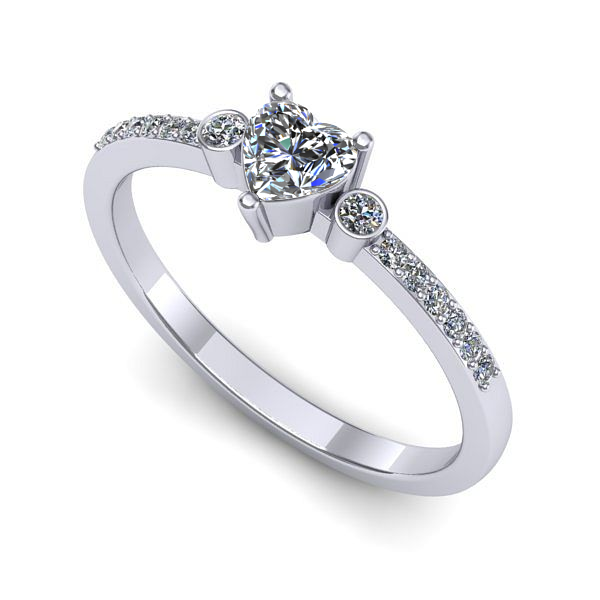 Inel de logodna din aur alb cu safir alb