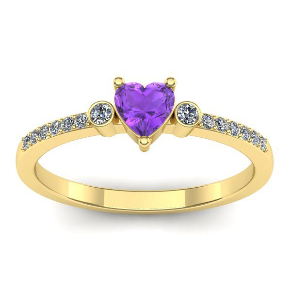 Inel logodna cu ametist inima