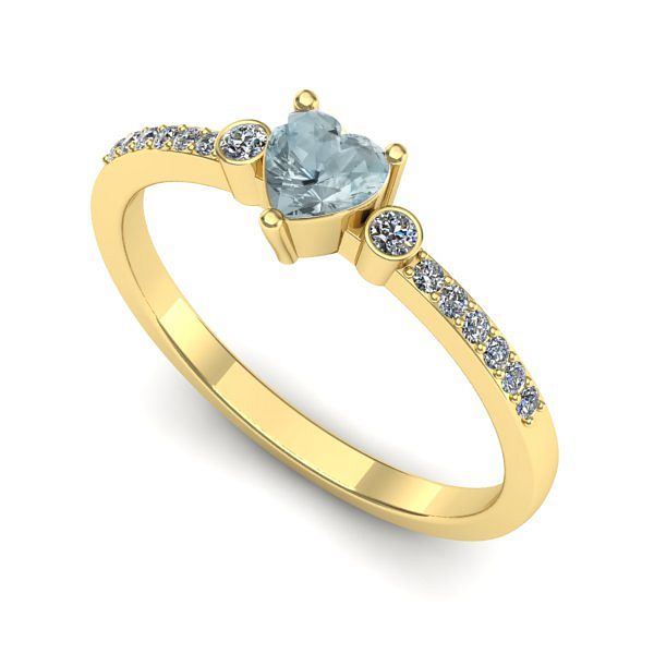 Inel din aur galben cu aquamarin