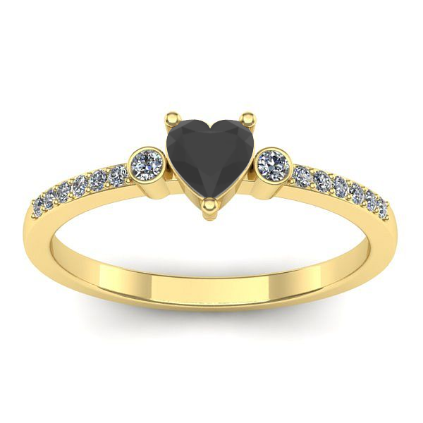 Inel logodna cu diamant negru inima