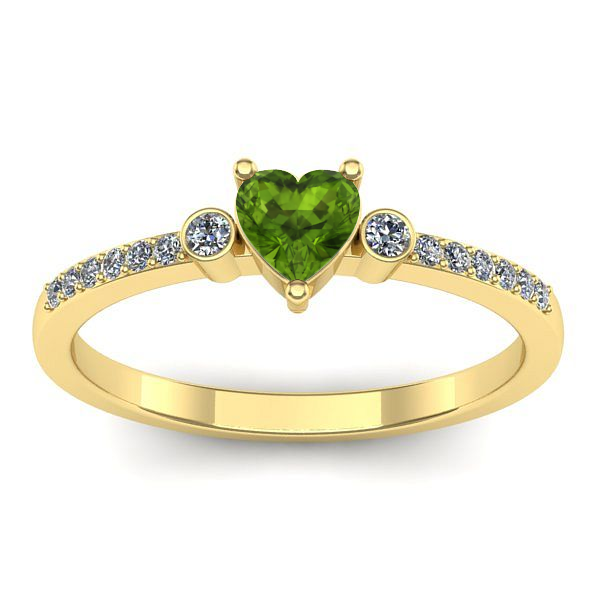Inel logodna cu peridot inima