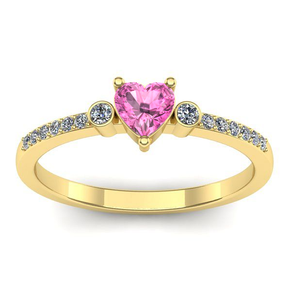 Inel logodna cu safir roz inima